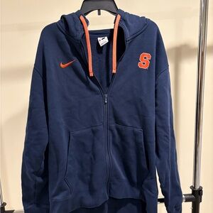 Navy Blue Syracuse Zip-Up Hoodie with Orange Accents